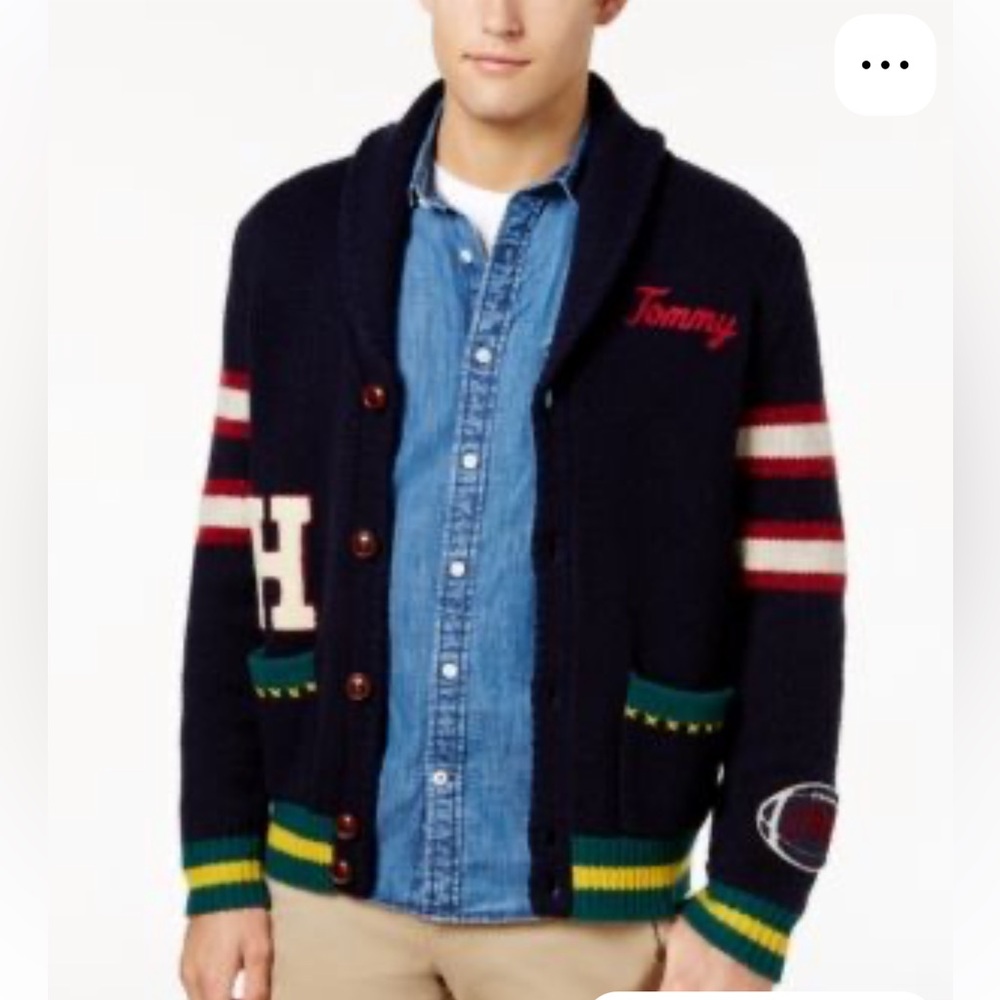 Tommy Hilfiger Navy and Green Cardigan
